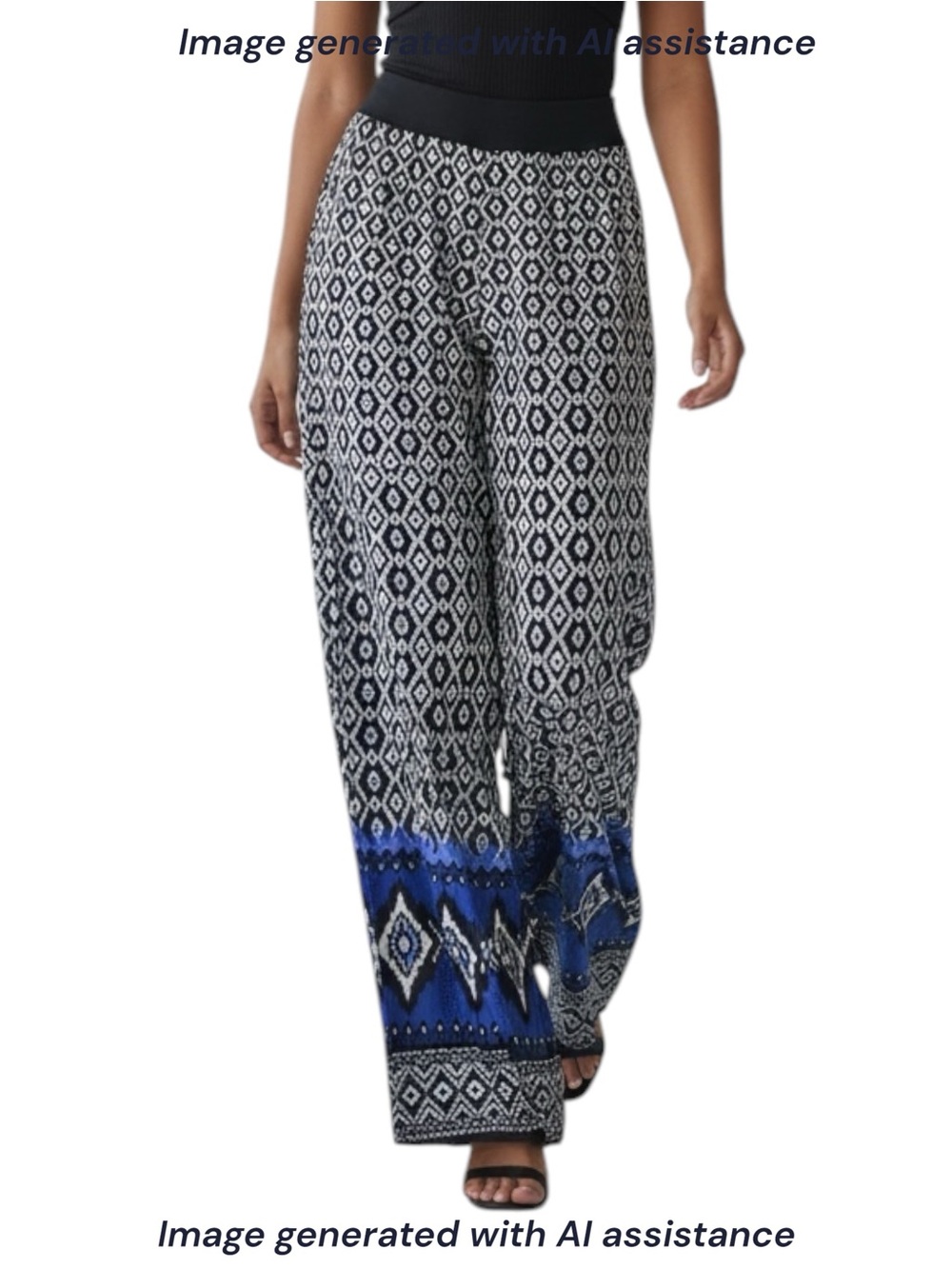 ALYX XL black blue white pull on wide leg pants